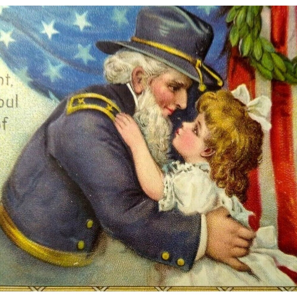 Decoration Day Civil War Soldier USA General Hugs Child Postcard Ser 150 Gabriel